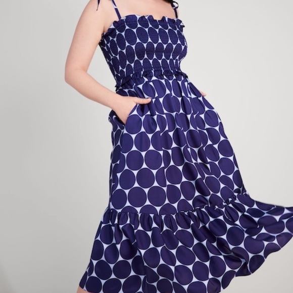 Joy Dot Silk Twill Smocked Dress - Picture 3 of 4